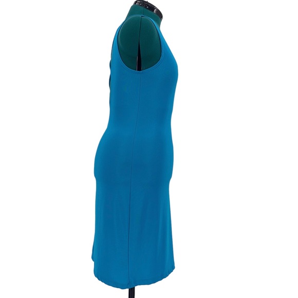Frederick's of Hollywood Cerulean Blue Plunging Neck Open Back Body Con Dress, M - Picture 11 of 15